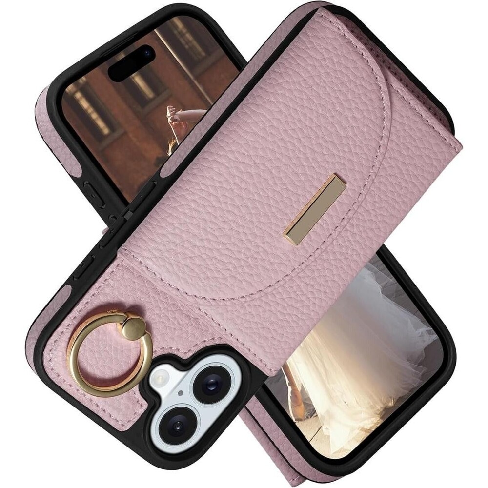 Keallce Wallet Case for iPhone 16 6.1'', Flip Case with Card Slots, Ring Holder